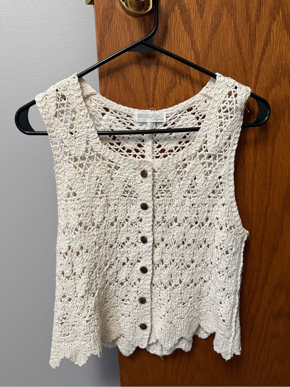 CREAM CROTCHET TOP